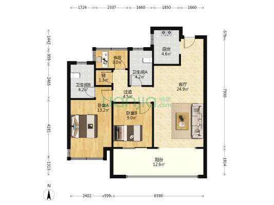 萃语云筑 3室1厅2卫 106平方