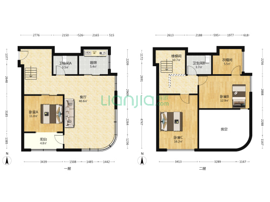 保利时区 3室1厅2卫 96平方