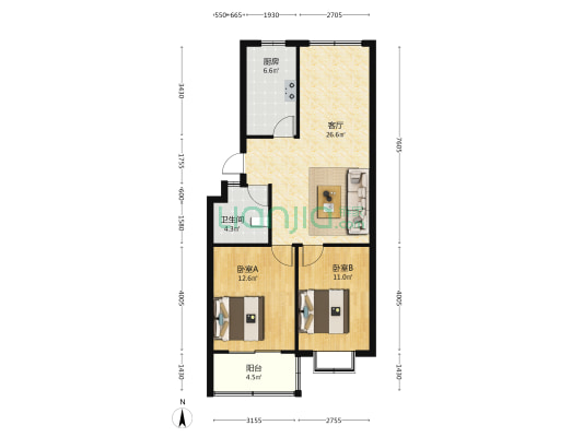 金御花苑 2室1厅1卫 83平方