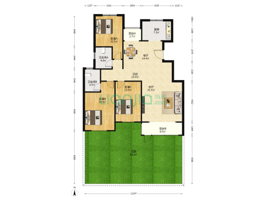 中润·华侨城五组团 3室2厅2卫 156平方