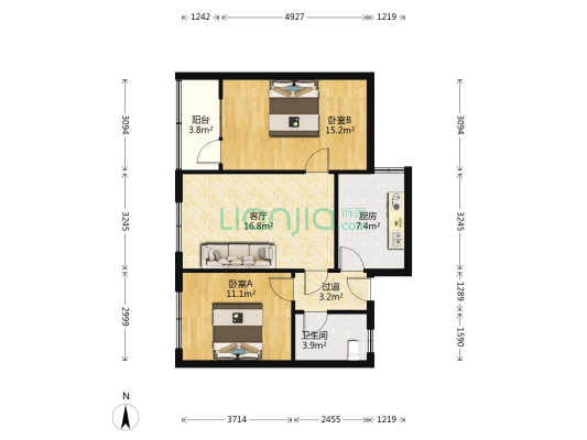 兴城生活小区 2室1厅1卫 81平方