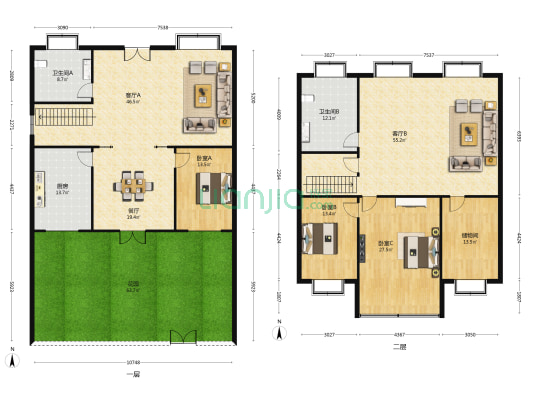三玉别墅区 3室3厅2卫 236平方