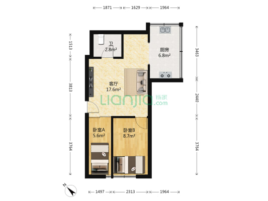 安化街(安详街) 2室1厅1卫 50平方