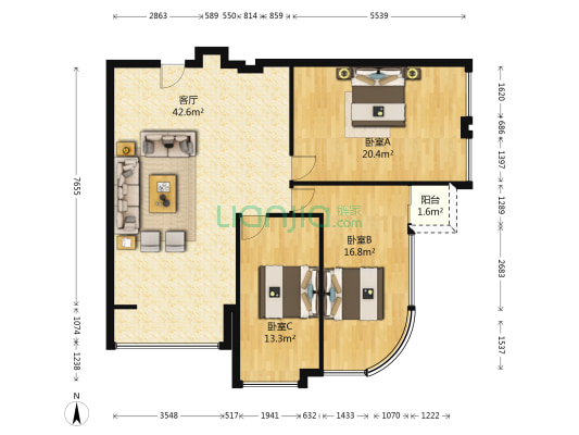 泰裕大厦 3室1厅0卫 113平方