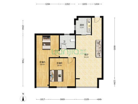 正合大厦 2室1厅1卫 91平方