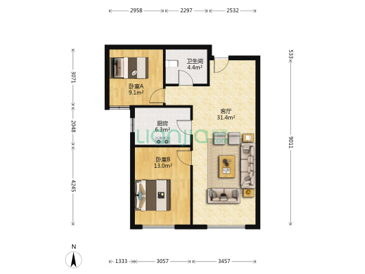 业主急售 满二 视野很赞无遮挡-户型图