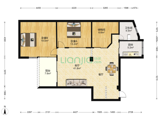 达明新村 2室1厅1卫 120平方