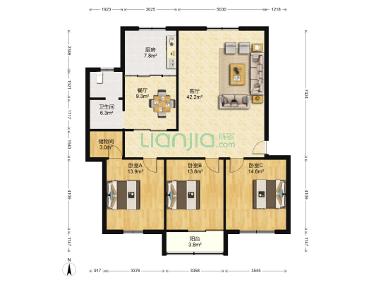 特教中心教师公寓 3室2厅1卫 146平方