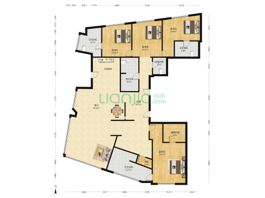 万邦中心 4室1厅5卫 310平方
