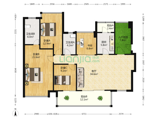 逸泉韵翠花园 4室1厅2卫 135平方