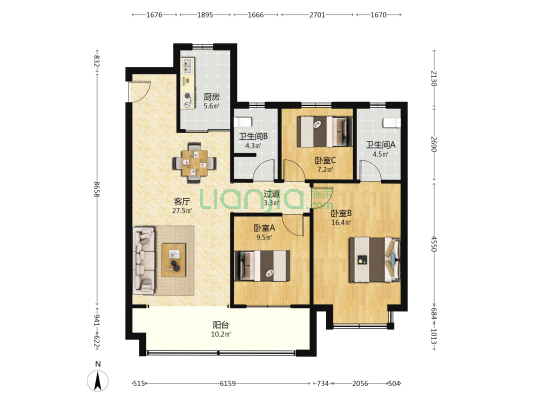 海信九贤府(平度) 3室1厅2卫 114平方