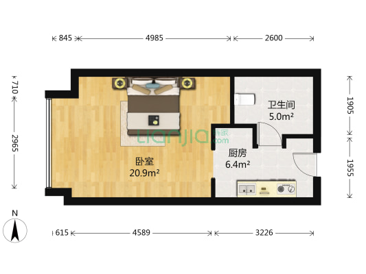迦南美地 1室0厅1卫 53平方