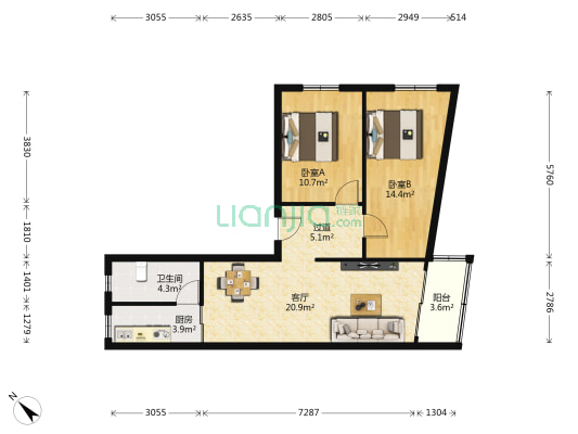 敦和路武警宿舍 2室1厅1卫 79平方