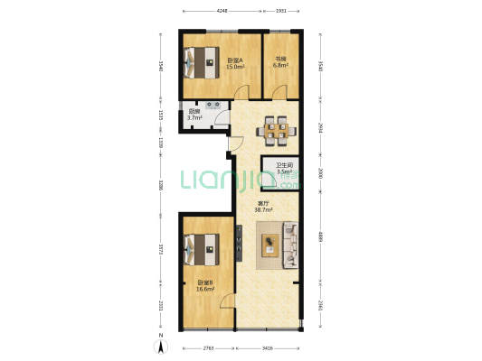 鑫顺苑 3室1厅1卫 108平方
