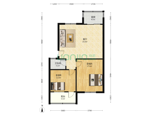 星火路29号 2室1厅1卫 90平方