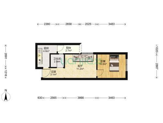 金阳易诚时代 1室1厅1卫 46平方