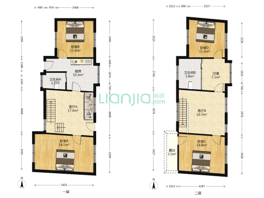 东半截街 4室2厅2卫 136平方