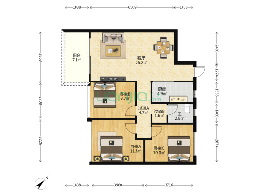 利泽·海月 3室1厅1卫 93平方