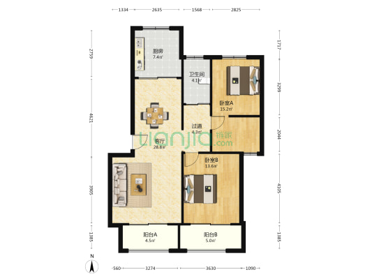 水中雅苑 2室1厅1卫 123平方