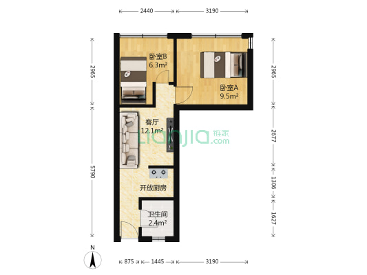 新世界大厦 2室1厅1卫 45平方