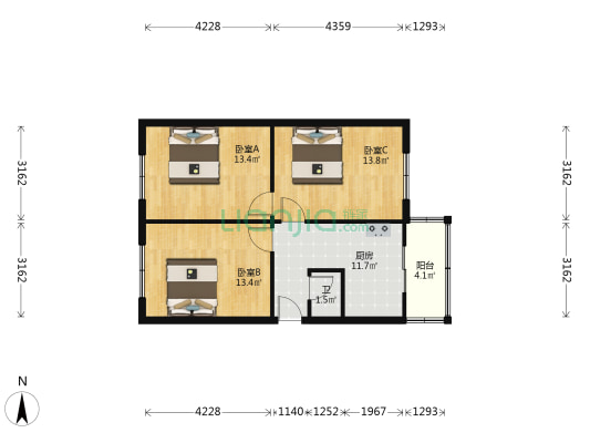 昆明街（一德街） 3室0厅1卫 74平方