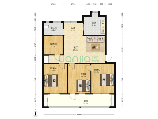 襄阳市财政局北街86号生活区 3室1厅1卫 124平方