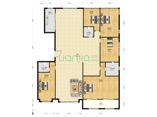 置地栢悦轩 5室1厅3卫 368平方