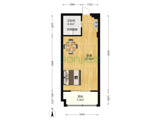 御景庭 1室0厅1卫 48平方
