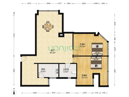 万通大厦 2室1厅1卫 128平方