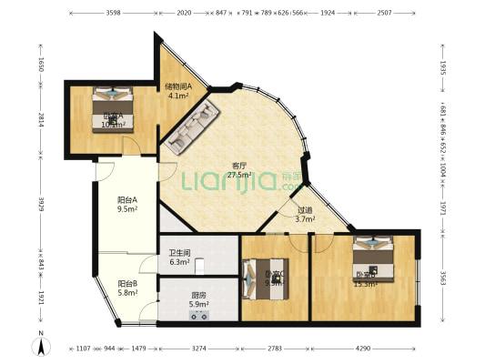 城管局宿舍 3室1厅1卫 121平方
