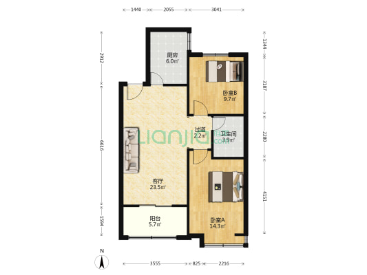 直隶新城水郡 2室1厅1卫 100平方