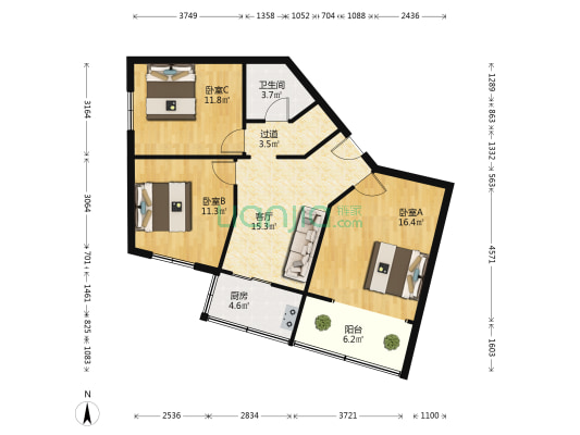 望亭居 3室1厅1卫 85平方