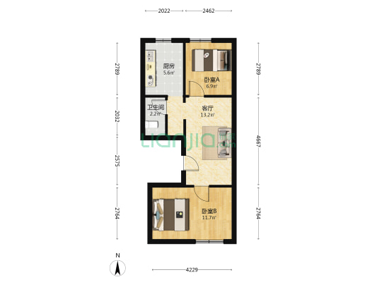 珠江馨苑 2室1厅1卫 61平方