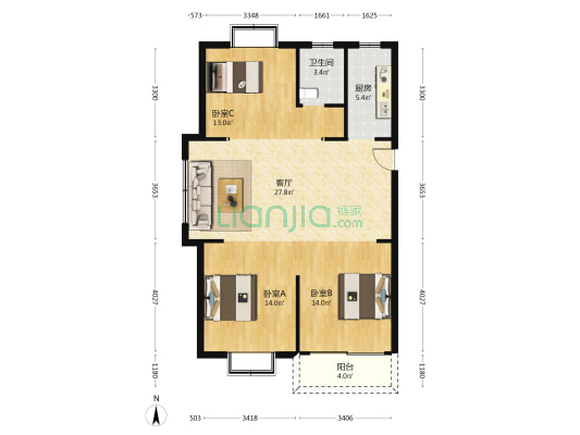盐海琥珀湾 3室1厅1卫 113平方