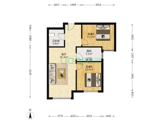 房本满二 税费低 好楼层 精装-户型图