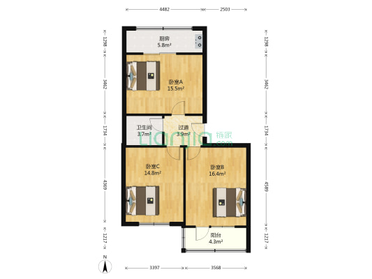 国师街小区西区 3室0厅1卫 80平方