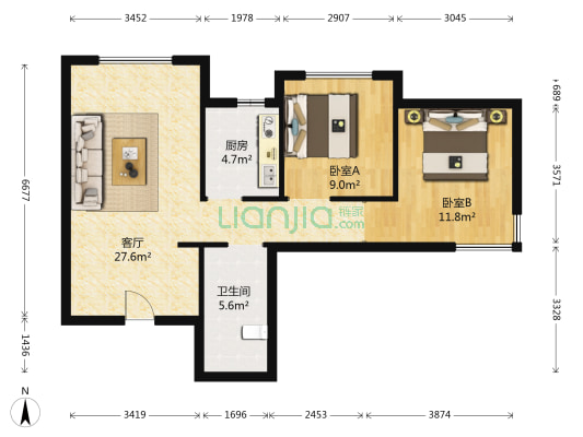 金地西沣公元二期 2室1厅1卫 71平方