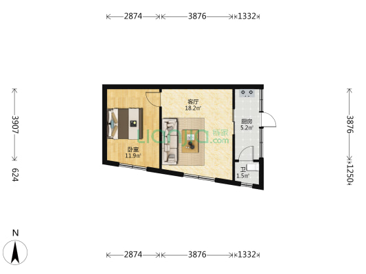 八角塘西巷57号 1室1厅1卫 43平方