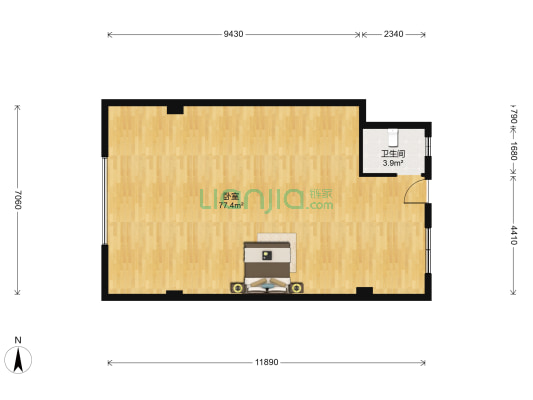 明珠商厦 1室0厅1卫 136平方
