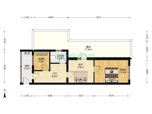 东土城路7号院 2室1厅1卫 50平方