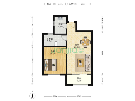 如意家园 1室1厅1卫 70平方