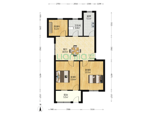 梅花弄 3室1厅1卫 78平方