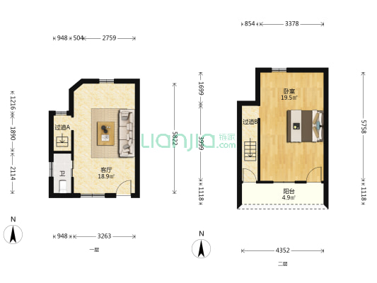 锦溪镇长埭廊 1室1厅1卫 50平方