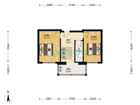 吉柴社区 2室1厅1卫 53平方