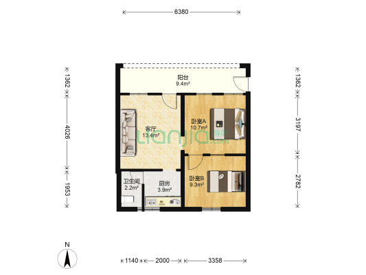 梅园小区长洲路 2室1厅1卫 56平方