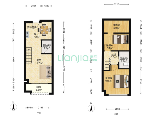 中赢康康谷 2室2厅2卫 46平方