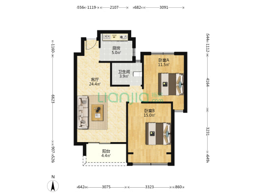 仓云美寓 2室1厅1卫 81平方