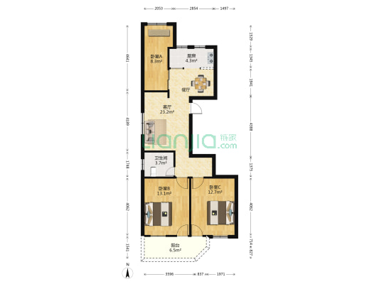 鼓东路42号 3室1厅1卫 90平方