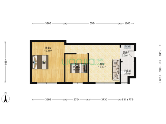 龙骧金城 2室1厅1卫 87平方