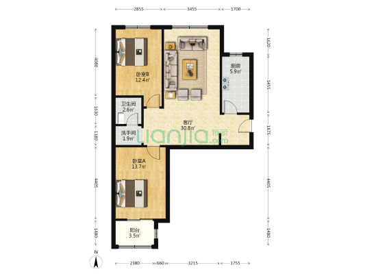 永祥苑小区 2室1厅2卫 99平方